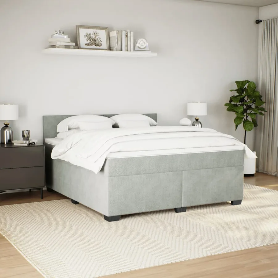 Sommier à lattes de lit et matelas Gris clair 180x200cm Velours - 3