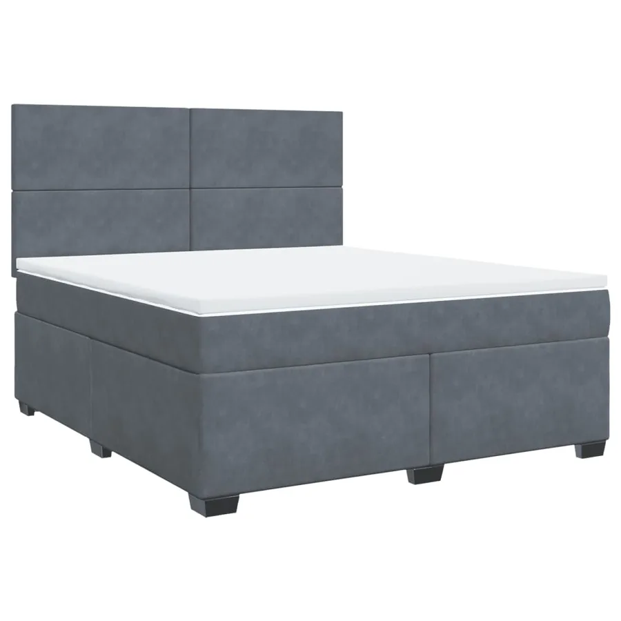 Sommier à lattes de lit et matelas Gris foncé 180x200cm Velours - 2