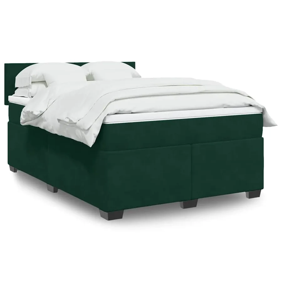 Sommier à lattes de lit et matelas Vert foncé 160x200cm Velours