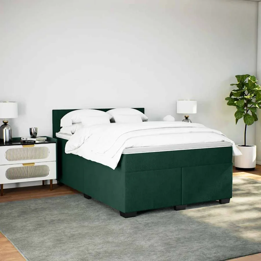 Sommier à lattes de lit et matelas Vert foncé 160x200cm Velours - 3