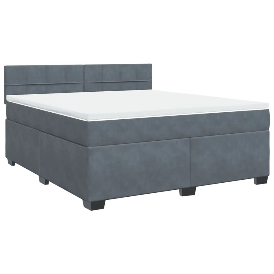 Sommier à lattes de lit et matelas Gris foncé 180x200cm Velours - 3