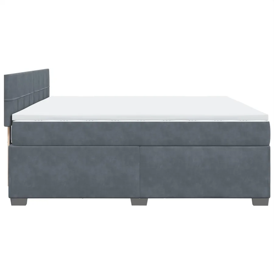 Sommier à lattes de lit et matelas Gris foncé 180x200cm Velours - 7
