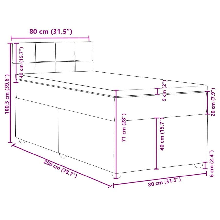 Sommier à lattes de lit avec matelas Crème 80x200 cm Tissu - 13