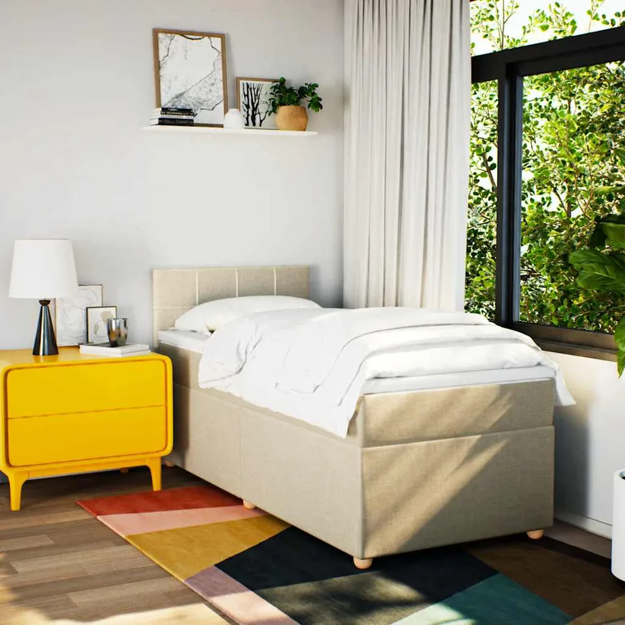 Sommier à lattes de lit avec matelas Crème 80x200 cm Tissu - 3