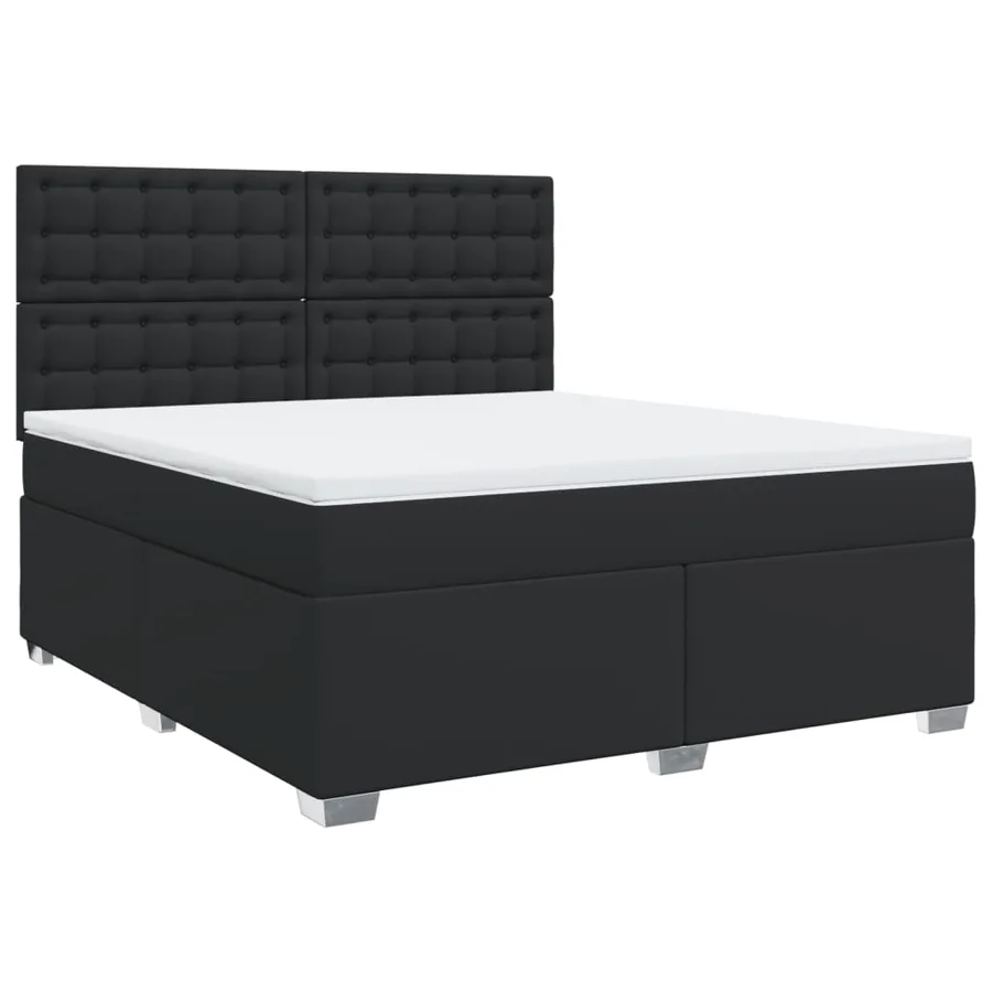 Sommier à lattes de lit avec matelas Noir 180x200 cm Similicuir - 2