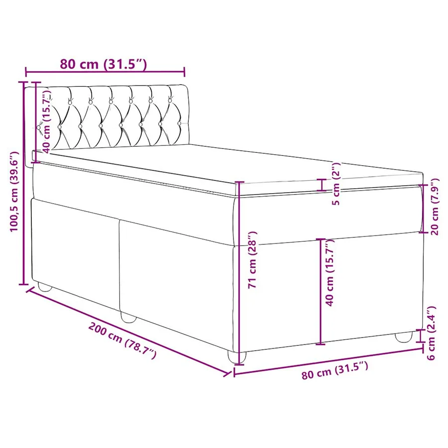 Sommier à lattes de lit avec matelas Crème 80x200 cm Tissu - 13
