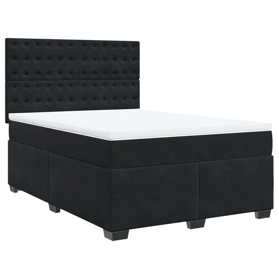 Sommier à lattes de lit avec matelas Noir 140x200 cm Velours - 2