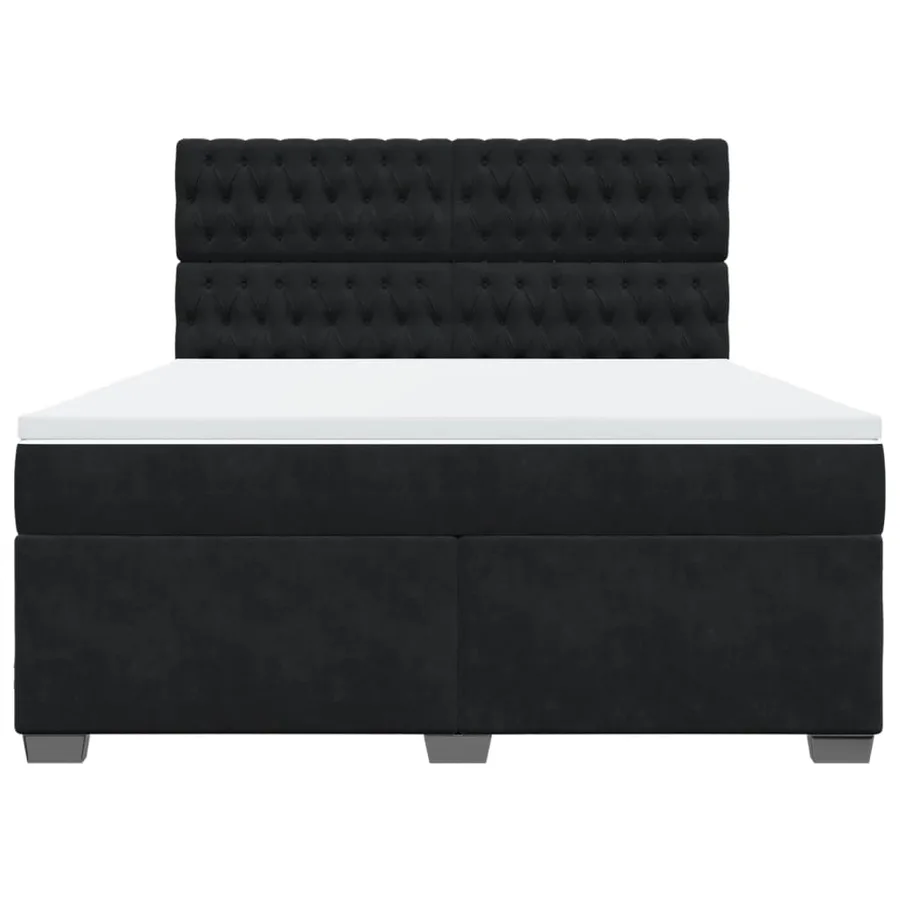 Sommier à lattes de lit avec matelas Noir 180x200 cm Velours - 4