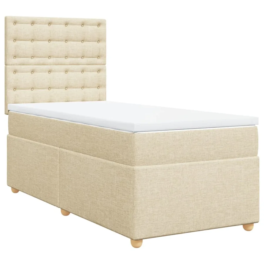 Sommier à lattes de lit et matelas Crème 90x190 cm Tissu - 3