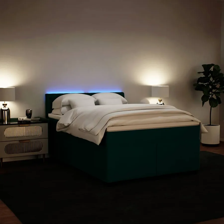Sommier à lattes de lit et matelas Vert foncé 140x200cm Velours - 4