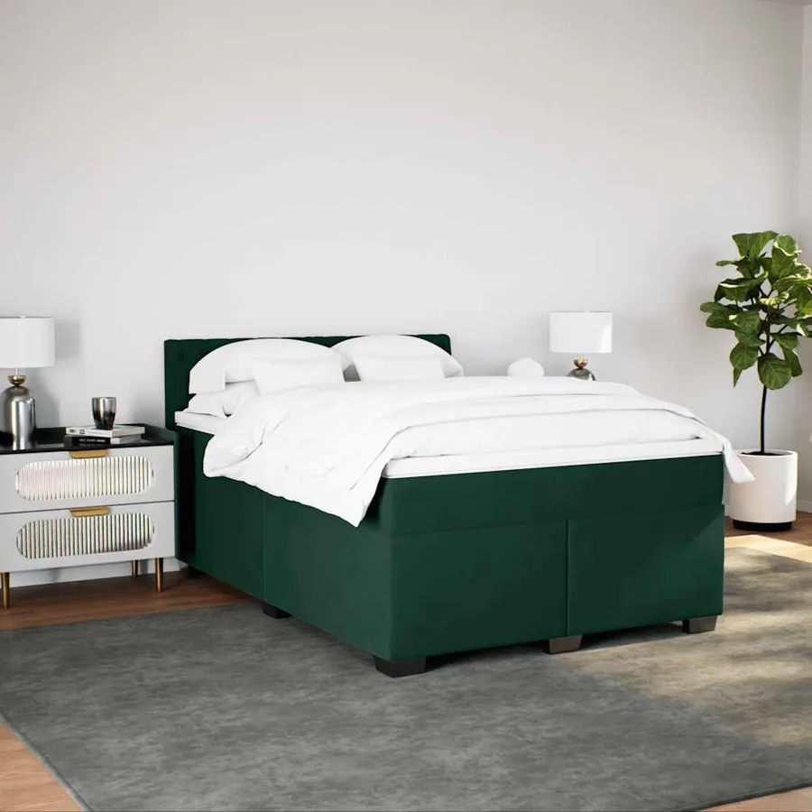 Sommier à lattes de lit et matelas Vert foncé 140x200cm Velours - 5