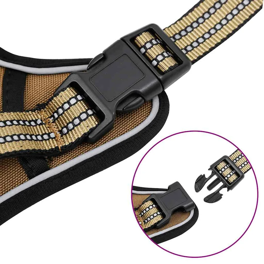 Harnais pour chien avec laisse et collier réglables marron L - 11
