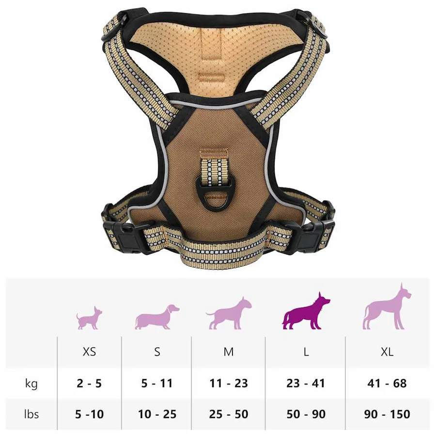 Harnais pour chien avec laisse et collier réglables marron L - 14