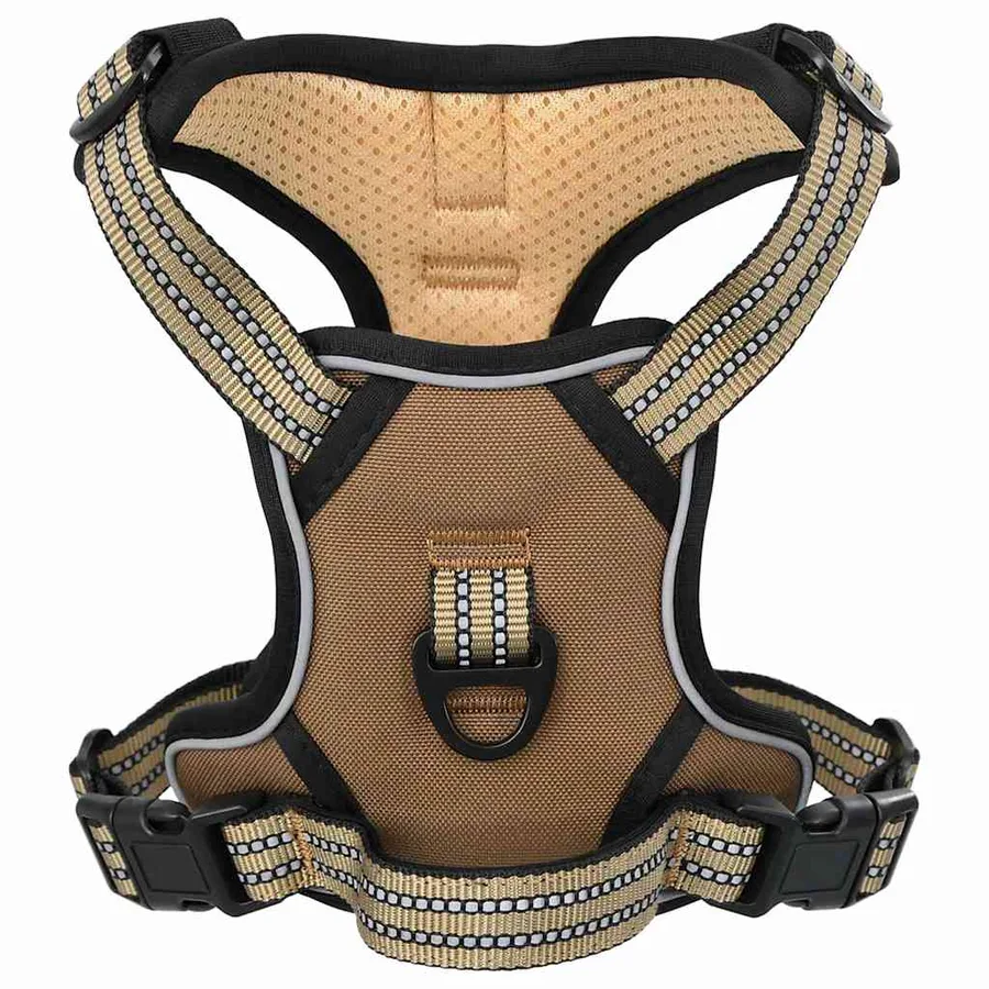 Harnais pour chien avec laisse et collier réglables marron L - 2