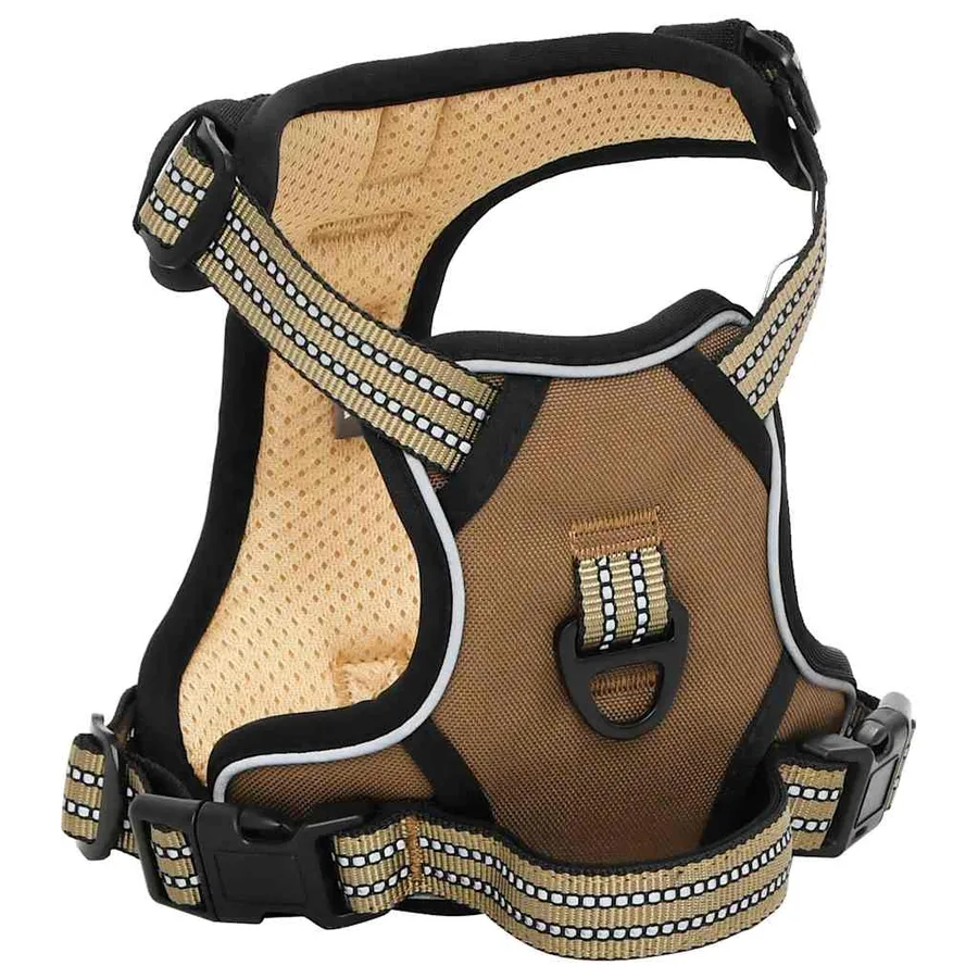 Harnais pour chien avec laisse et collier réglables marron L - 3