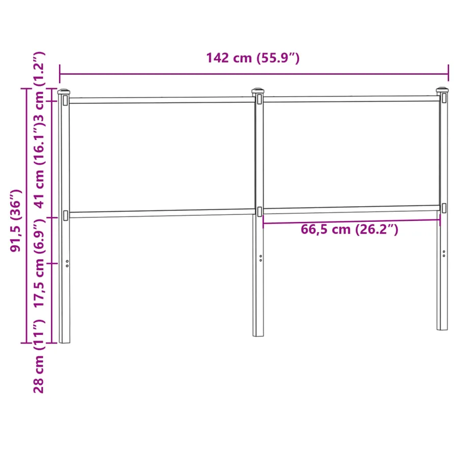 Tête de lit de remplacement chêne marron 135 cm bois d'ingénierie et acier - 7