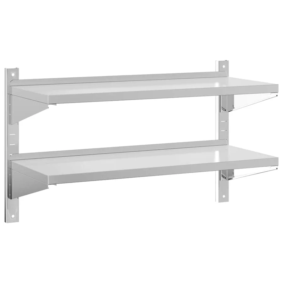 Étagère murale à 2 niveaux 100x40x60cm argenté acier inoxydable - 2