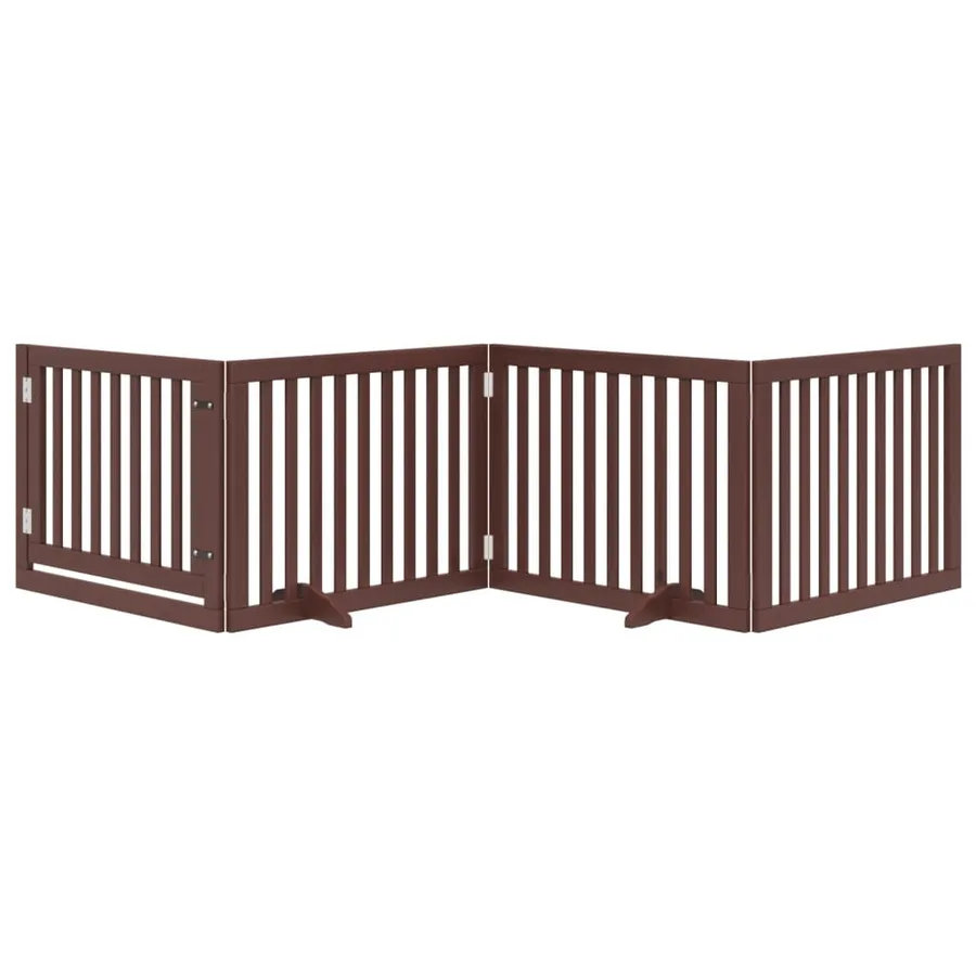 Barrière pour chiens avec porte 4 panneaux bois de peuplier - 3