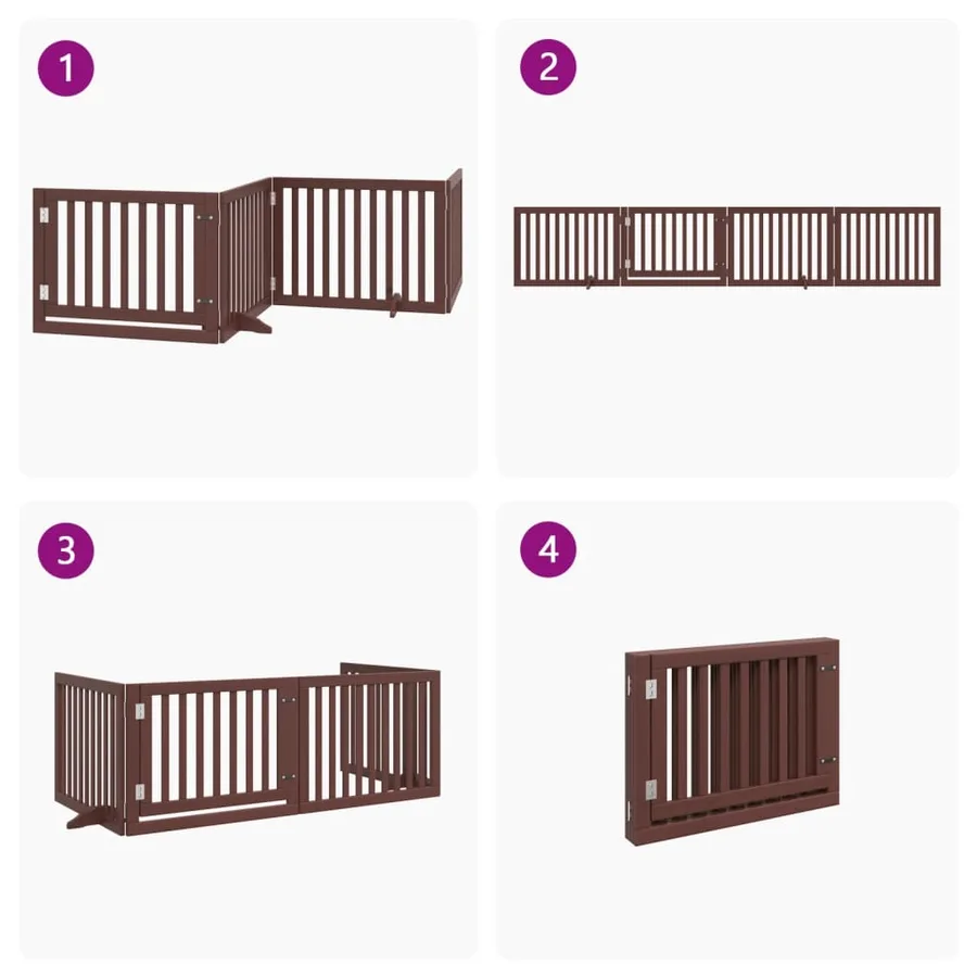 Barrière pour chiens avec porte 4 panneaux bois de peuplier - 7