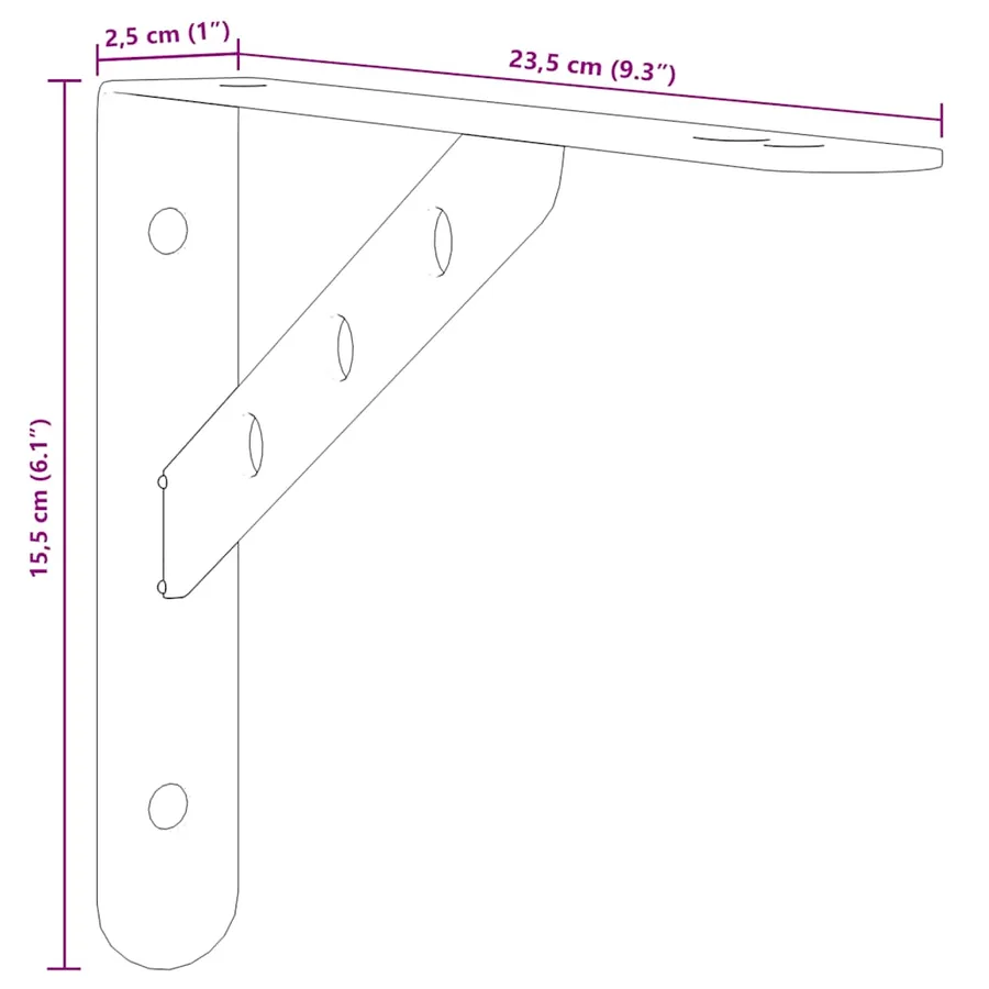 Supports d'étagères 4pcs argenté acier inoxydable - 12