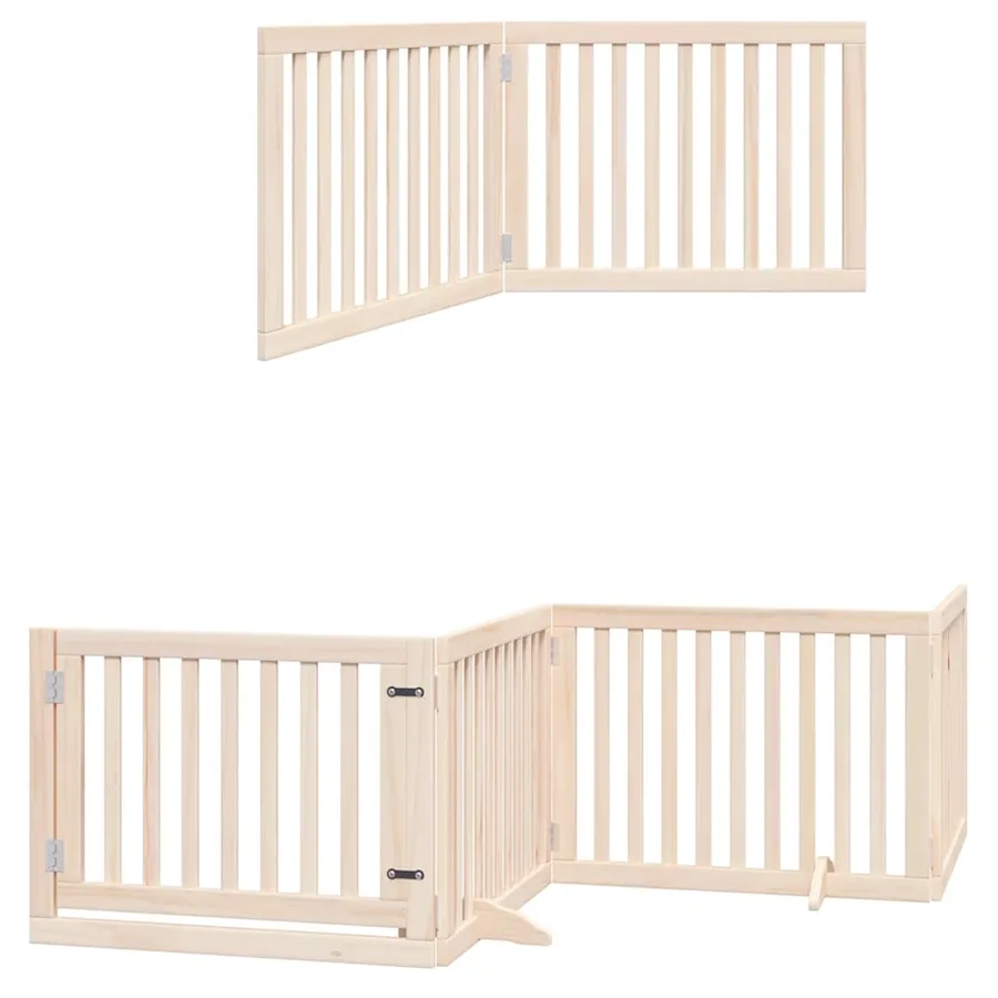 Barrière pour chien avec porte pliable 6 panneaux bois peuplier - 12
