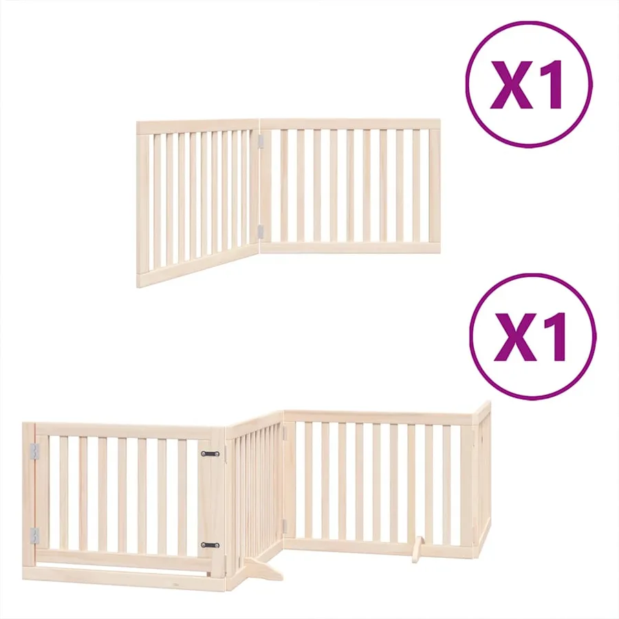 Barrière pour chien avec porte pliable 6 panneaux bois peuplier - 2