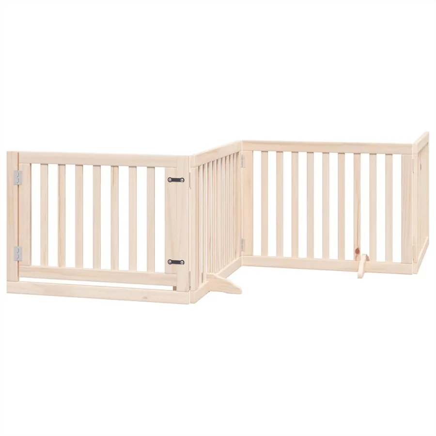 Barrière pour chien avec porte pliable 6 panneaux bois peuplier - 3