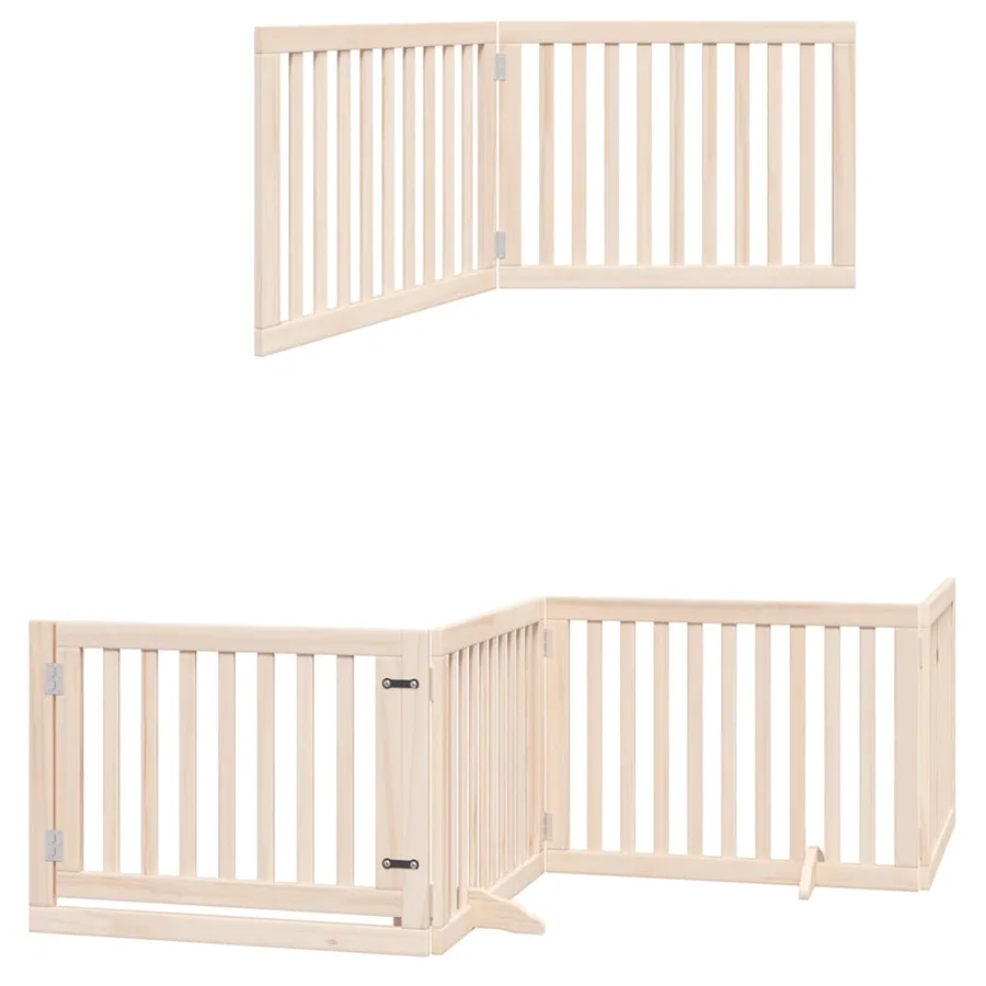 Barrière pour chien porte pliable 10 panneaux bois de peuplier - 12