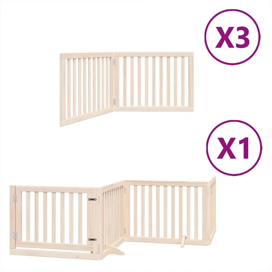 Barrière pour chien porte pliable 10 panneaux bois de peuplier - 2
