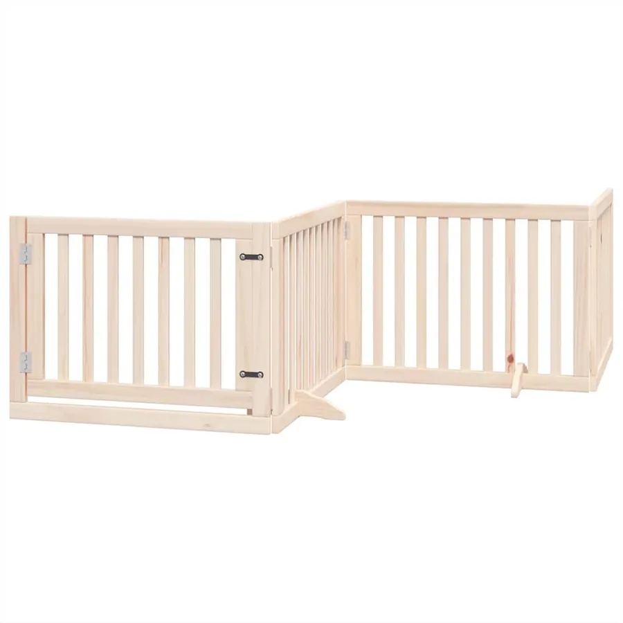 Barrière pour chien porte pliable 10 panneaux bois de peuplier - 3