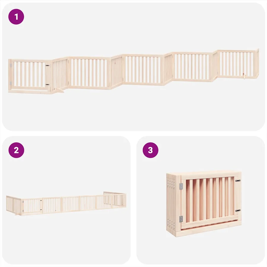 Barrière pour chien porte pliable 10 panneaux bois de peuplier - 5