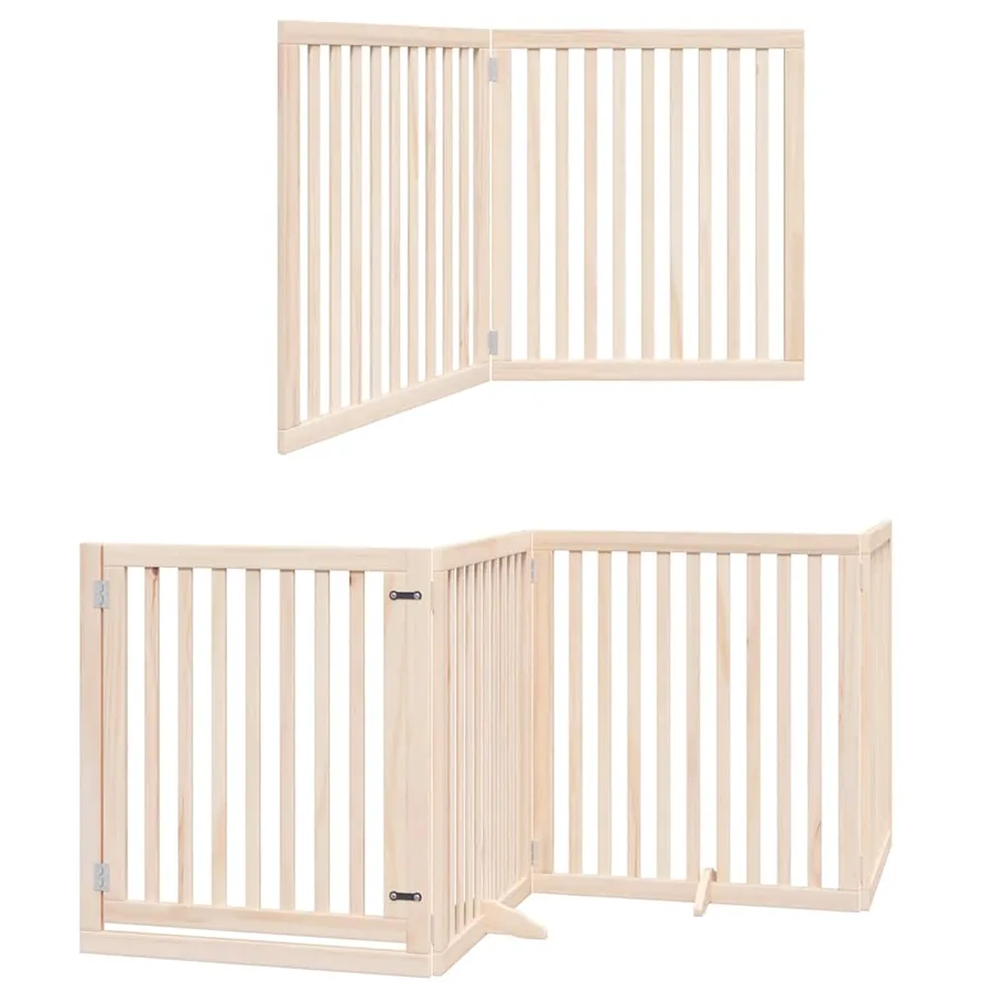 Barrière pour chien porte pliable 10 panneaux bois de peuplier - 12