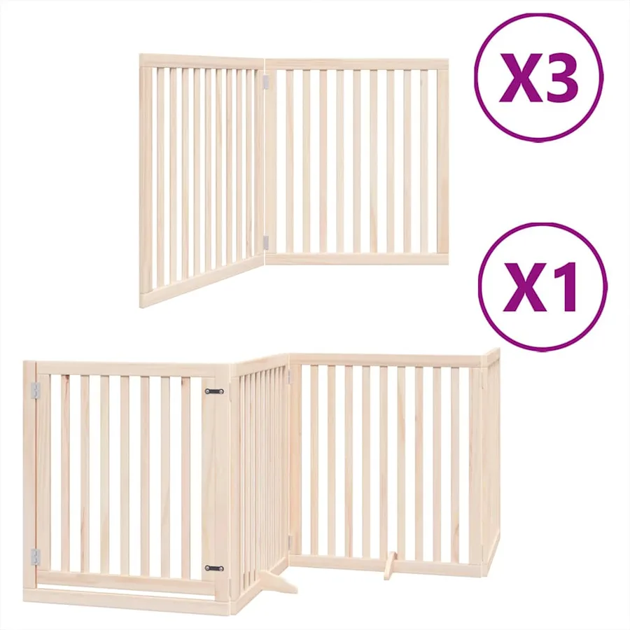 Barrière pour chien porte pliable 10 panneaux bois de peuplier - 2