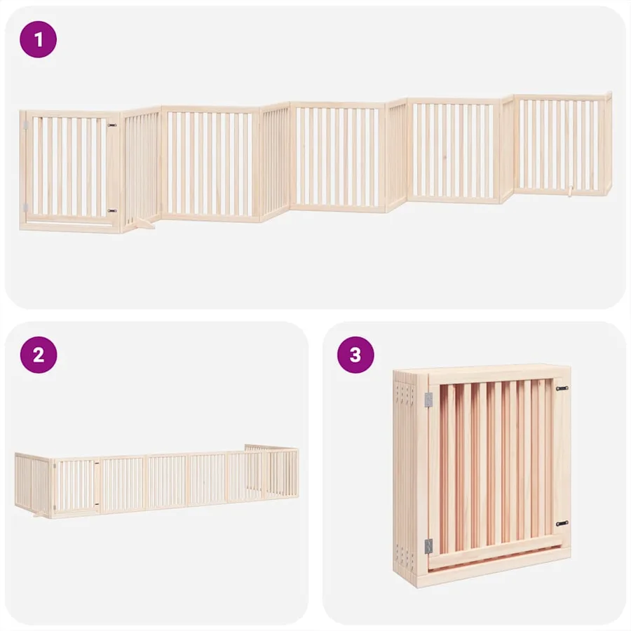 Barrière pour chien porte pliable 10 panneaux bois de peuplier - 5