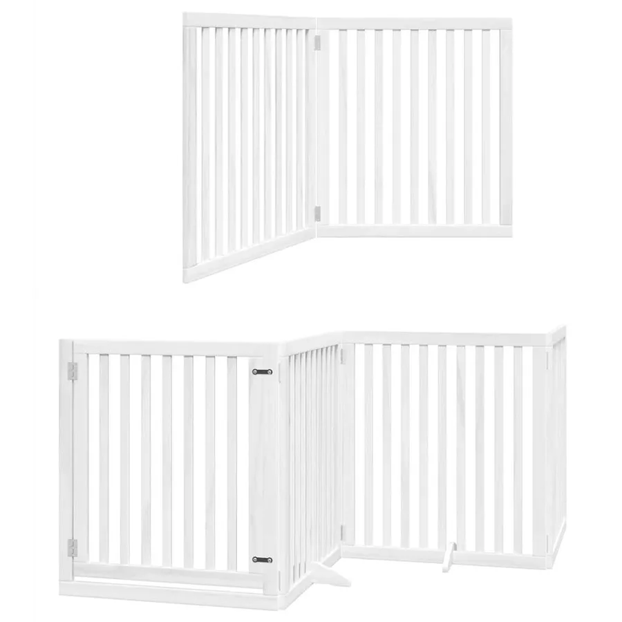 Barrière pour chien porte pliable 8panneaux blanc bois peuplier - 12