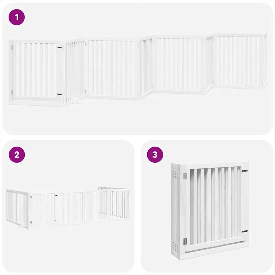 Barrière pour chien porte pliable 8panneaux blanc bois peuplier - 5