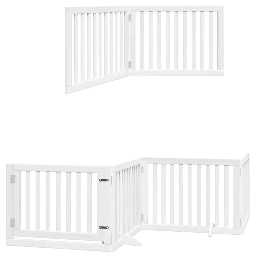 Barrière pour chien porte pliable 6panneaux blanc bois peuplier - 12
