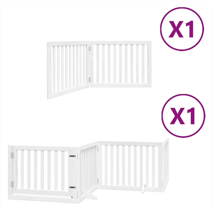 Barrière pour chien porte pliable 6panneaux blanc bois peuplier - 2
