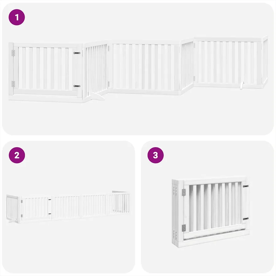 Barrière pour chien porte pliable 6panneaux blanc bois peuplier - 5