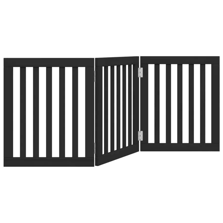 Barrière pour chien pliable 3 panneaux noir bois de peuplier - 2