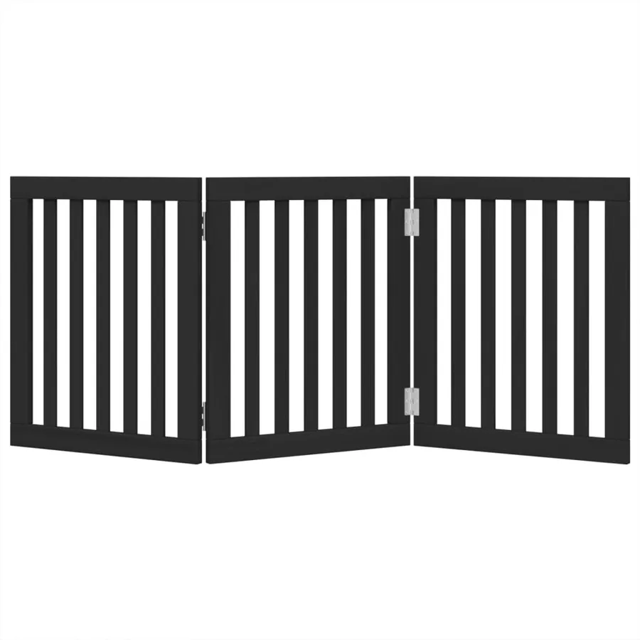 Barrière pour chien pliable 3 panneaux noir bois de peuplier - 4