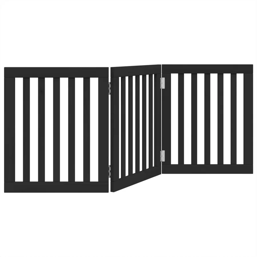Barrière pour chien pliable 3 panneaux noir bois de peuplier - 6