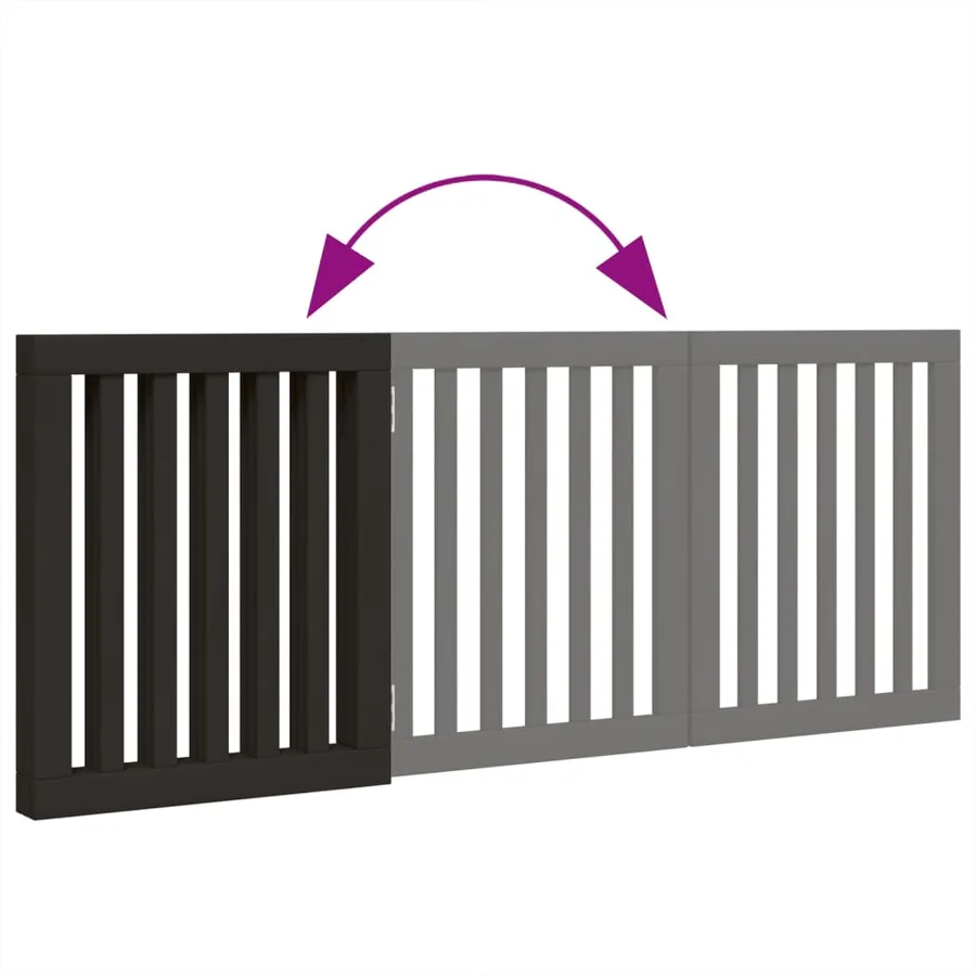 Barrière pour chien pliable 3 panneaux noir bois de peuplier - 7