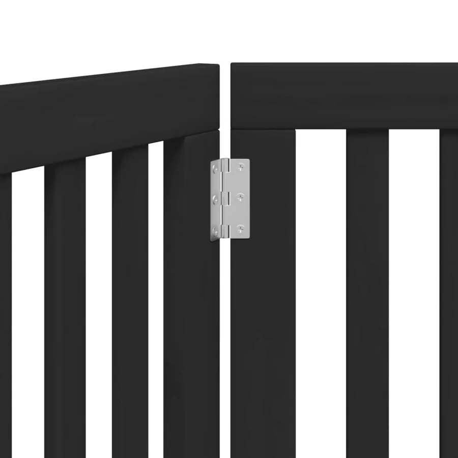 Barrière pour chien pliable 3 panneaux noir bois de peuplier - 8