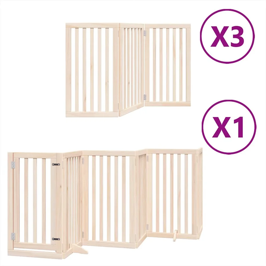 Barrière pour chien porte pliable 15 panneaux bois de peuplier - 2