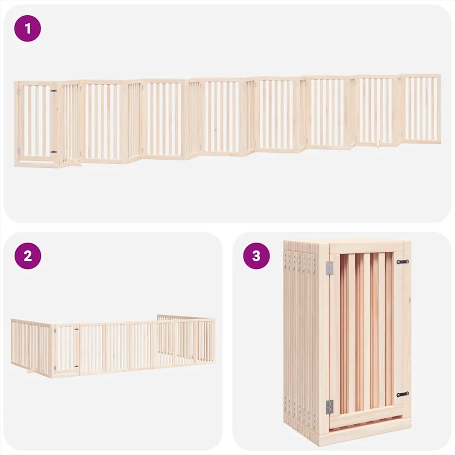 Barrière pour chien porte pliable 15 panneaux bois de peuplier - 5