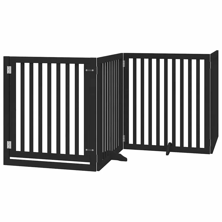 Barrière pour chien porte pliable 8 panneaux noir bois peuplier - 3