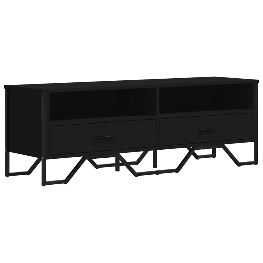 Meuble TV noir 122x34x41 cm bois d'ingénierie - 2