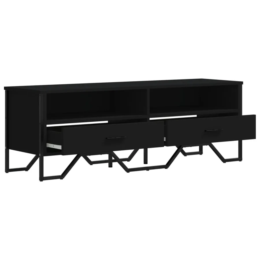 Meuble TV noir 122x34x41 cm bois d'ingénierie - 7