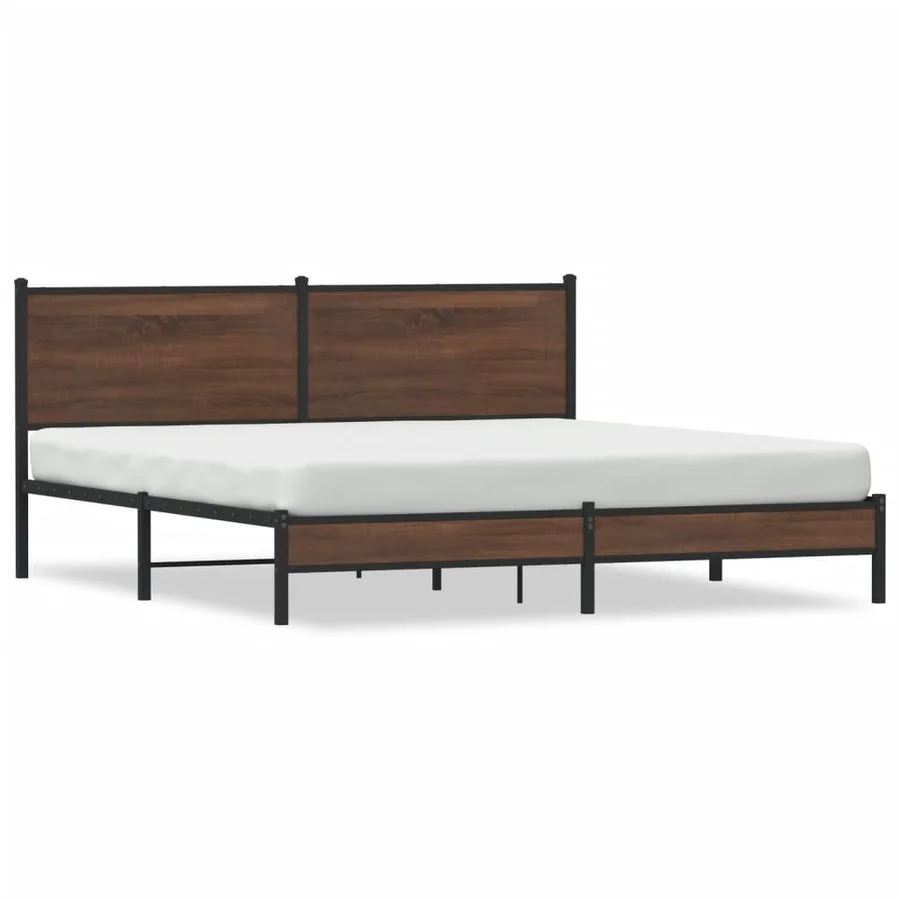 Cadre de lit en métal sans matelas chêne marron 180x200 cm - 2